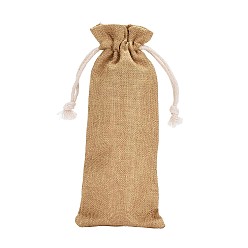 Tan Burlap Packing Pouches, Drawstring Bags, Tan, 18.7~19x7.7~8cm
