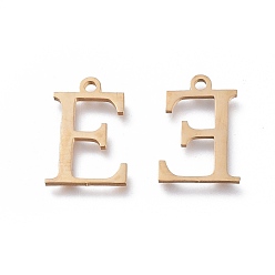 Letter E 304 charmes en acier inoxydable, alphabet grec, or, letter.e, 13.8x9.5x1mm, Trou: 1.2mm