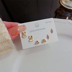 K010 Genuine Gold Plating Минималистичный комплект женских серег-игол из стерлингового серебра - 3 пары изящных и элегантных позолоченных серег-пуссет с изысканным внешним видом