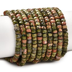 Унакит Природные Unakite бисер нитей, рондель, граненые, 4x2.5 мм, отверстие : 0.9 мм, около 151~155 шт / нитка, 14.57''~14.96'' (37~38 см)