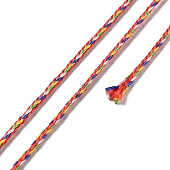 Colorful Five Tone Polyester Jewelry Braided Cord, Round, Colorful, 1.5mm, about 87.49 Yards(80m)/Roll