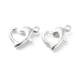 925 Sterling Silver Plated Brass Lobster Claw Clasps, Heart, 925 Sterling Silver Plated, 10x7x2.5mm, Hole: 1.2mm