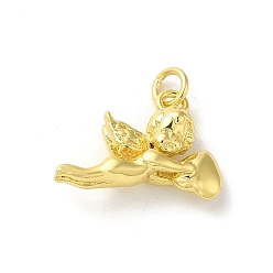 Angel & Fairy Brass Charms, with Jump Ring, Real 14K Gold Plated, Angel & Fairy, 10.5x15x4mm