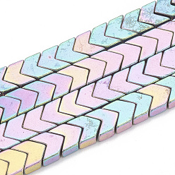 Rainbow Plated Electroplate Non-magnetic Synthetic Hematite Beads Strands, Arrow, Rainbow Plated, 6x6x2.5mm, Hole: 0.8mm