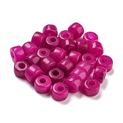 Средний Фиолетово-красный Натуральный белый нефрит окрашенные шарики, колонка, средне фиолетовый красный, 8~8.5x5.5~6 мм, отверстие : 3~3.3 мм
