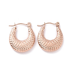 Розовое Золото Ионное покрытие (ip) 304 массивные серьги-кольца из нержавеющей стали в виде полумесяца для женщин, розовое золото , 20.5x17x4 мм, штифты : 0.8 мм