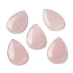 Quartz Rose Naturel a augmenté pendentifs en quartz, charmes de larme, 30.5x20x6mm, Trou: 1mm