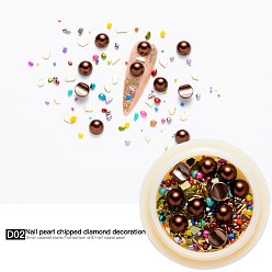 Camel Nail Art Decoration Accessories, with ABS Plastic Imitation Pearl Cabochons and Glass Beads, Chip & Half Round, Camel, 6x4mm & 0.5~5x0.5~3x0.5~3mm & 2~5x1~5x0.5mm
