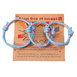 Светло-Синий 3шт. 3 стили полиэстер браслеты для первого дня школы, набор семейных браслетов «мама, папа и я», с бумажной карточкой, голубой, 4-3/4 дюйм (12 см)