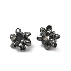 Черный Цвет Металла Бусины из прозрачного кубического циркония в форме цветка, латунь., большое отверстие шарик, без кадмия и без свинца, стойки покрытие, долговечный, металлический черный , 13x7.5 мм, отверстие : 5 мм