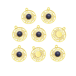 Golden Stainless Steel with Lapis Lazuli Pendant, Evil Eyes, Golden, 18.5x16mm, Hole: 1.5mm