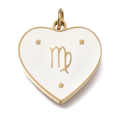 Vierge Placage sous vide pvd 304 pendentifs en acier inoxydable, avec anneaux de saut et émail, cœur, or, virgo, 15x15x1.5mm, Trou: 2.8mm