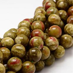 Dragon Blood Round Natural Dragon Blood Jasper Beads Strands, 6mm, Hole: 1mm, about 62pcs/strand, 15.75 inch