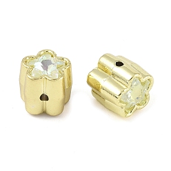 Honeydew Alloy Beads, with Rhinestone, Flower, Golden, Honeydew, 10.5x10.5x12mm, Hole: 1.4mm