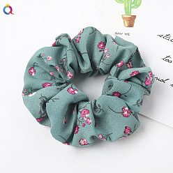 C225A Small Flower Hair Tie - Hole Blue Pineapple Fabric Hair Tie for Women's Office Look - Elastic Headband Accessory