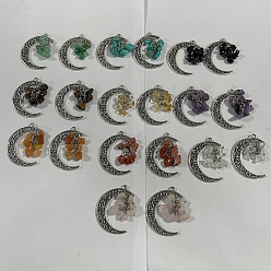 Смешанные камни 20 шт. 10 цвета полумесяц тибетский стиль сплав с подвесками из драгоценных камней, античное серебро, смешанные окрашенные и неокрашенные, 42 мм, отверстие : 2 мм, 2 шт / цвет