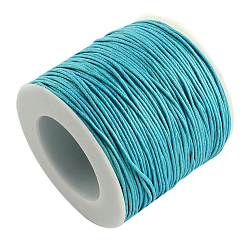 Medium Turquoise Eco-Friendly Waxed Cotton Thread Cords, Macrame Beading Cords, for Bracelet Necklace Jewelry Making, Medium Turquoise, 1mm, about 100yards/roll