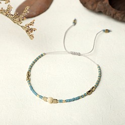 BR0401 Bohemian Style Handmade Braided Friendship Bracelet with Semi-Precious Beads for Women