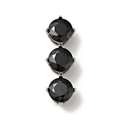 Noir 316 breloques coulissantes en zircone cubique micro pavée en acier inoxydable chirurgical, couleur inox, diamant, noir, 29.5x10x8mm, Trou: 2x4mm
