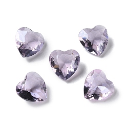 Thistle Transparent Glass Rhinestone Cabochons, Faceted, Heart, Pointed Back, Thistle, 10x10x6mm