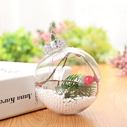Clear Transparent Plastic Fillable Ball Pendants Decorations, with Rattan inside, Christmas Tree Hanging Ornament, Clear, 60mm