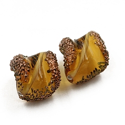 Goldenrod Transparent Czech Glass Beads, Nugget with Golden Spot, Goldenrod, 14x10mm