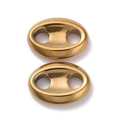 Golden Plated Vacuum Plating Non-magnetic Synthetic Hematite Connector Charms, Oval, Golden Plated, 13x18x3.5mm, Hole: 4.5mm