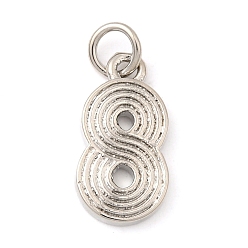 Платина Латунные подвески, число 8 прелести, долговечный, без свинца и без кадмия, стойки покрытие, с целью перехода в кольце, платина, 15x8x1.5 мм, отверстие : 3.5 мм