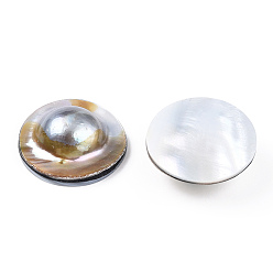 Seashell Color Natural Shell Cabochons, Flat Round, Seashell Color, 28~30x8.5~11.5mm