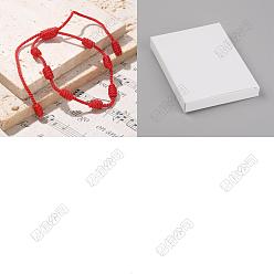 Красный 12шт. 7 браслеты на удачу с узлом, регулируемые нейлоновые плетеные браслеты из бусин миланского шнура, браслеты с красной нитью, красные, внутренний диаметр: 2 дюйм ~ 4-1/8 дюйм (5~10.4 см)