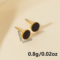 Настоящее золото 18K Модные плоские круглые серьги-гвоздики из нержавеющей стали, реальный 18 k позолоченный, 7x7 мм