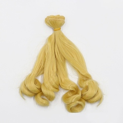 Light Khaki High Temperature Fiber Long Hair Short Wavy Hairstyles Doll Wig Hair, for DIY Girl BJD Makings Accessories, Light Khaki, 7.87~39.37 inch(20~100cm)