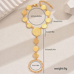 Золотой Элегантные латунные браслеты в стиле Ближнего Востока с монетами для женщин, золотые, 5-1/4 дюйм (13.5 см), внутренний диаметр: 8-7/8 дюйм (22.5 см)