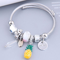 Yellow pineapple Metal Water Drop Pineapple Multi-Element Pendant Bracelet for Fashionable Women
