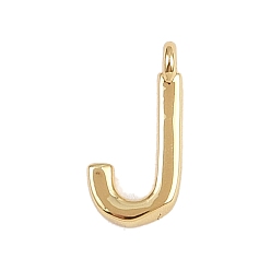 Letter J Латунь прелести, стойки покрытие, долговечный, без кадмия и без свинца, реальный 18 k позолоченный, буква J, 8.5x4x1.3 мм, отверстие : 0.8 мм