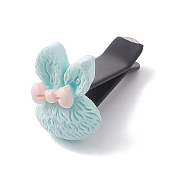 Light Cyan Rabbit with Bowknot Resin Car Air Vent Clips, Automotive Interior Trim, with Magnetic Ferromanganese Iron & Plastic Clip, Light Cyan, 25x17x34mm