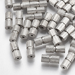 Platinum Brass Screw Clasps, Nickel Free, Platinum, 7x3mm, Hole: 0.6mm