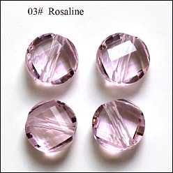 Pink Imitation Austrian Crystal Beads, Grade AAA, Faceted, Flat Round, Pink, 10x5mm, Hole: 0.9~1mm