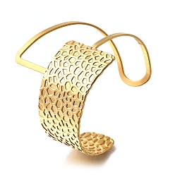 Настоящее золото 18K Преувеличенные 304 женские браслеты-манжеты из нержавеющей стали, реальный 18 k позолоченный, 2-1/2 дюйм (6.2 см), внутренний диаметр: 2-1/2 дюйм (6.4 см)