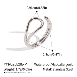 Нержавеющая Сталь Цвет Стильное 304 кольцо-манжета из нержавеющей стали для женских летних аксессуаров, цвет нержавеющей стали, внутренний диаметр: 0.67 дюйм (17 мм)