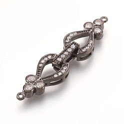 Черный Цвет Металла Латунь кубического циркония раза по сравнению с застежками, без свинца и без никеля , прозрачные, металлический черный , 43x10x5 мм, отверстие : 1 мм