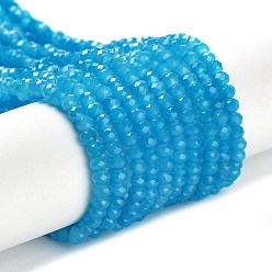 Темно-Голубой Запекание расписных стеклянных бусин с имитацией нефрита, граненые, шайба, глубокое синее небо, 3x2 мм, отверстие : 0.8 мм, около 135~140 шт / нитка, 32~34 см