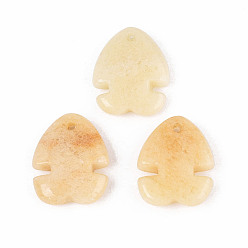 Old Yellow Jade Подвески из натурального старого желтого нефрита, рыбы прелести, 21~22x17~18x5~7 мм, отверстие : 1.6~1.8 мм