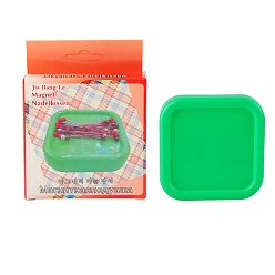 Lime Green Square Plastic Magnetic Pincushions, Magnetic Needle Keeper, Needle Catcher Holder, for Cross Stitch Tool Supplies, Lime Green, 88x88mm