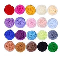 Mixed Color Needle Felting Wool, Fibre Wool Roving for DIY Craft Materials, Needle Felt Roving for Spinning Blending Custom Colors, Mixed Color, 20 colors, 2g/color, 40g/set