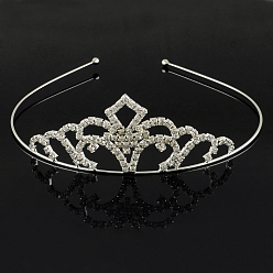 Cristal Bandeaux pour les cheveux couronne de mariage strass mode, casque, diadèmes de mariée, avec le fer et le laiton de base, cristal, 120mm