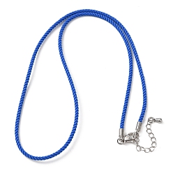 Средно-синий 2мм круглый нейлоновый миланский шнур для изготовления ожерелья, с латунными выводами и 303 застежками из лобстера из нержавеющей стали, цвет нержавеющей стали, светло-синий, 18.50~18.70 дюйм (47~47.5 см)