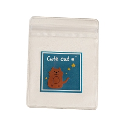 Cat Shape Rectangle PVC Zip Lock Bags, Resealable Packaging Bags, Self Seal Bags, Cat Shape, 8x6cm