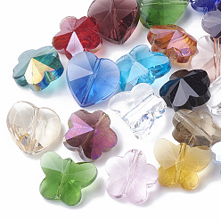 Mixed Color Transparent Glass Beads, Faceted, Mixed Style, Mixed Shape, Mixed Color, 12x15x7.5mm, Hole: 1mm