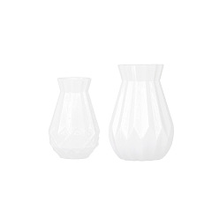 White Mini Plastic Vase, Micro Landscape Kitchen Dollhouse Accessories, Pretending Prop Decorations, White, 16~21x25~30mm, 2pcs/set